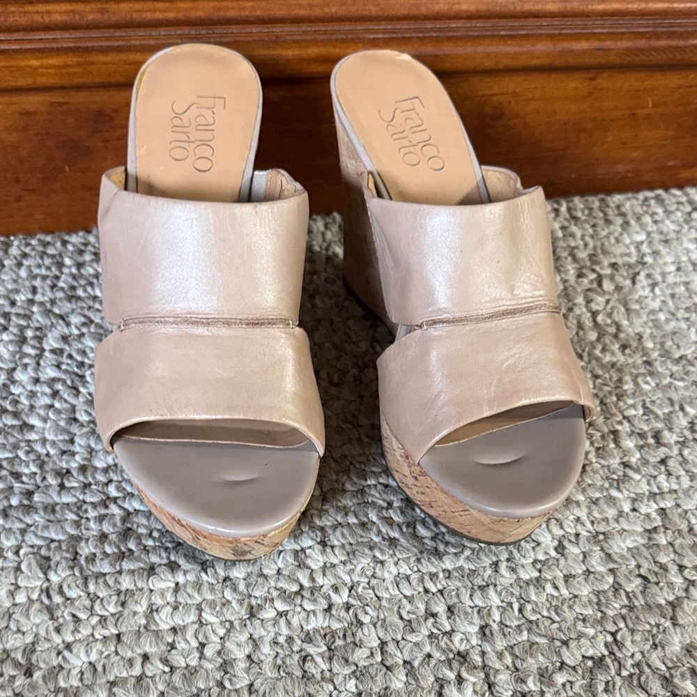 Franco Sarto Beige Wedge Sandals